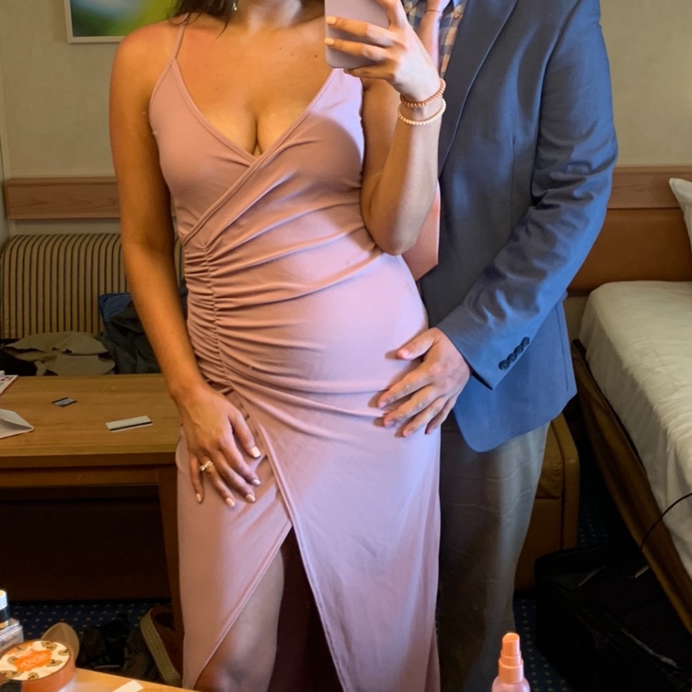 Long blush pink maxi dress